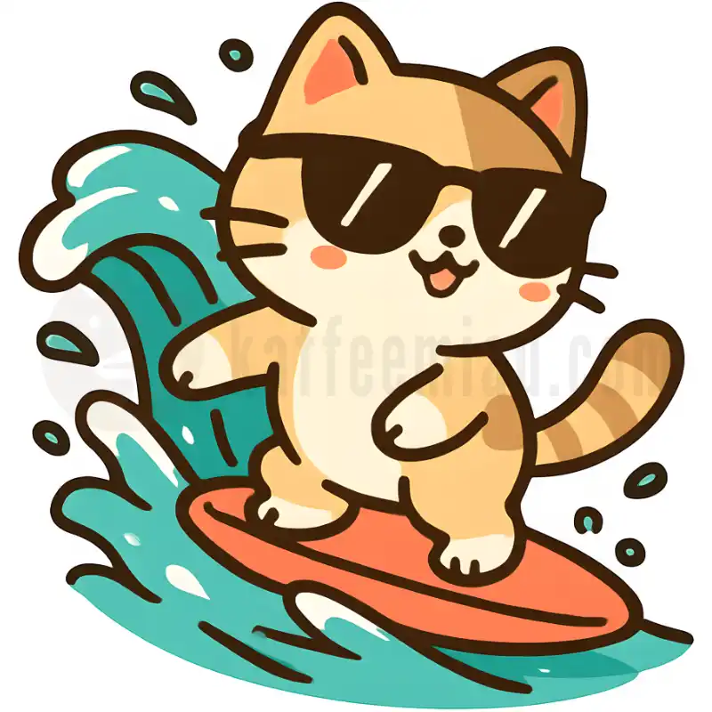 Sommer, Katze, Surfen - Tasse