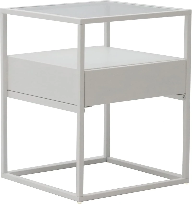 [en.casa] Beistelltisch Vissenbjerg Nachttisch mit 1 Schublade Wohnzimmertisch 51 x 40 x 40 cm Sofat