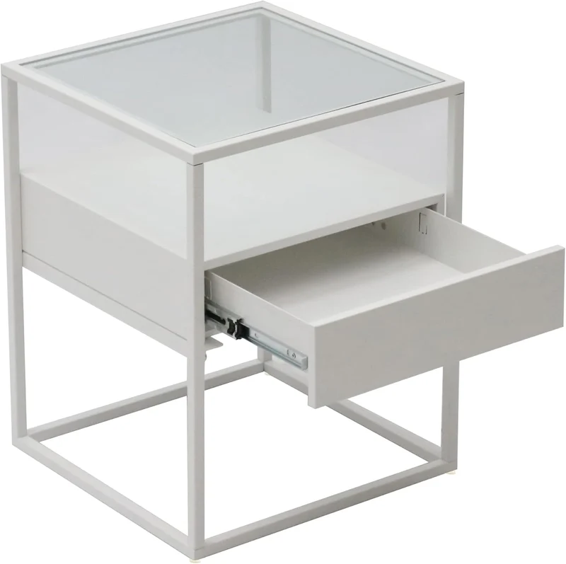 [en.casa] Beistelltisch Vissenbjerg Nachttisch mit 1 Schublade Wohnzimmertisch 51 x 40 x 40 cm Sofat
