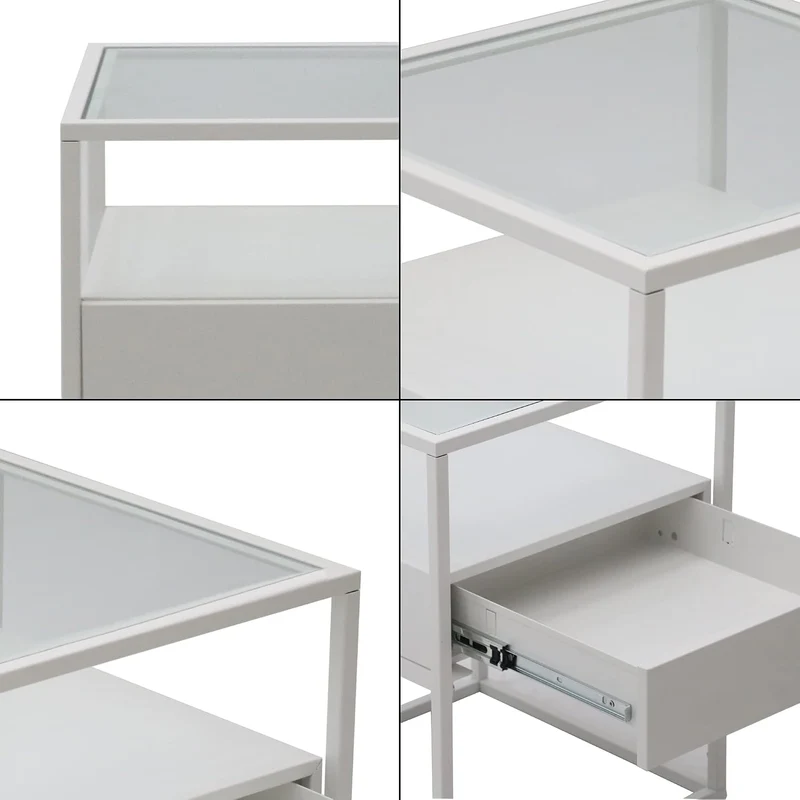 [en.casa] Beistelltisch Vissenbjerg Nachttisch mit 1 Schublade Wohnzimmertisch 51 x 40 x 40 cm Sofat