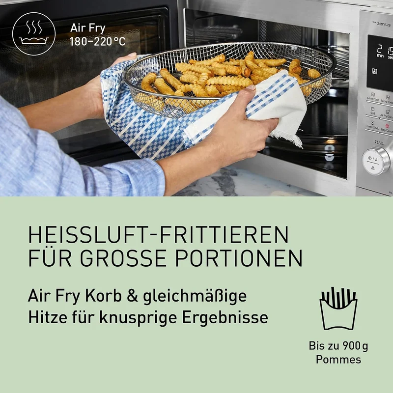 Panasonic NN-CD88QSEPG 34L Air Fryer Kombi-Mikrowelle mit Quarzgrill, 1000 W, automatisches Auftauen