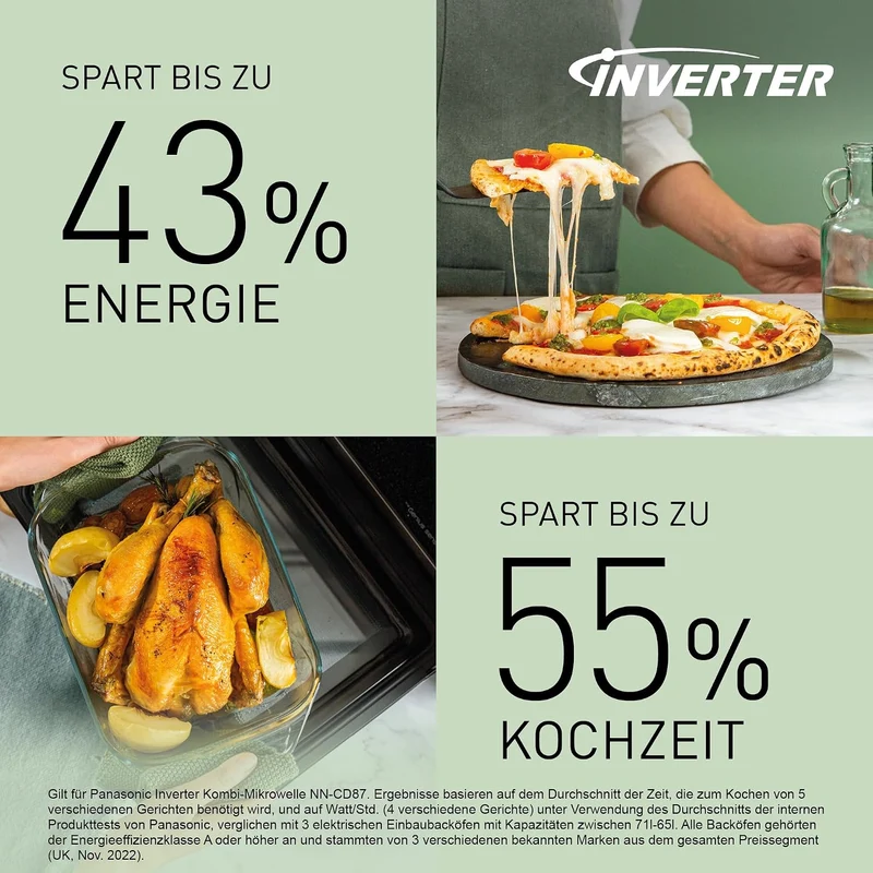 Panasonic NN-CD88QSEPG 34L Air Fryer Kombi-Mikrowelle mit Quarzgrill, 1000 W, automatisches Auftauen