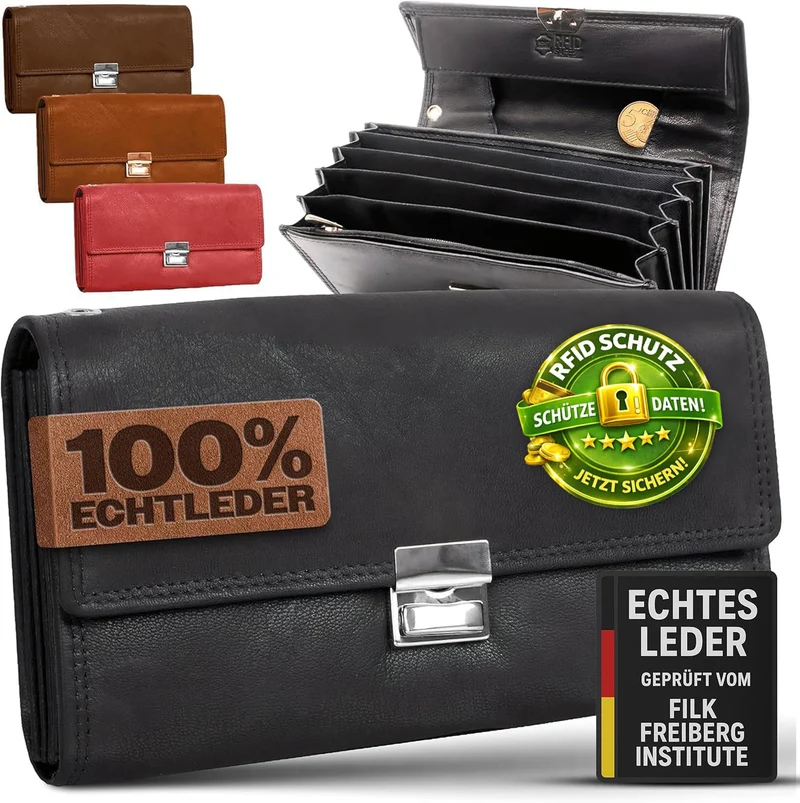 Echt Leder Kellner Geldbörse Profi Kellnerportemonnaie weich RFID | Kellnerbörse (18,5 x 9,5 x 4,5cm