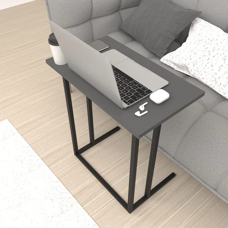 [en.casa] Laptoptisch Högsby Beistelltisch in C-Form Coffeetisch mit Metallgestell Sofatisch für Woh