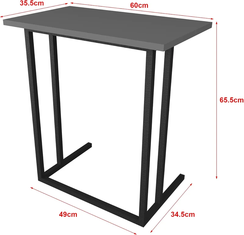 [en.casa] Laptoptisch Högsby Beistelltisch in C-Form Coffeetisch mit Metallgestell Sofatisch für Woh