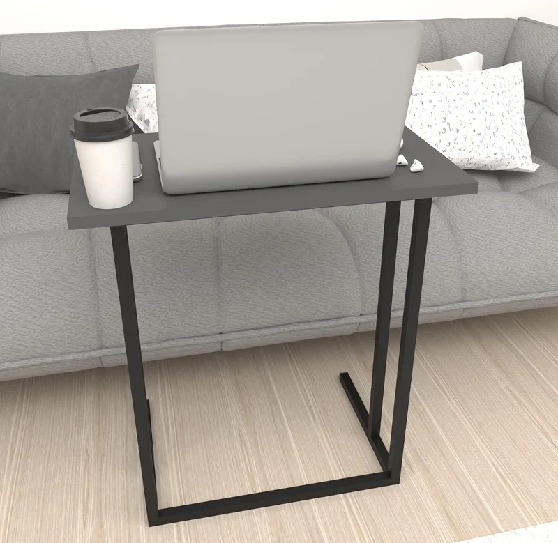 [en.casa] Laptoptisch Högsby Beistelltisch in C-Form Coffeetisch mit Metallgestell Sofatisch für Woh