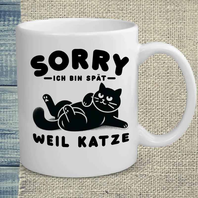 Ich bin spät - Weil Katze - Tasse
