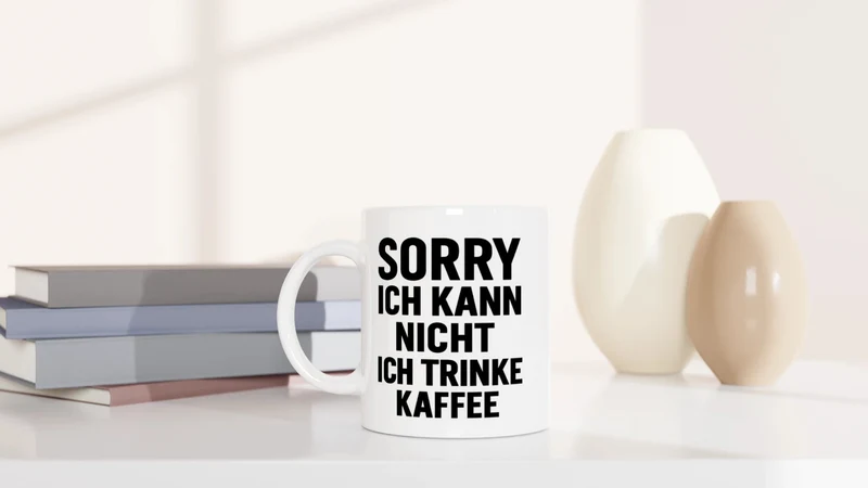 Sorry. Ich kann nicht. Ich trinke Kaffee. - Tasse