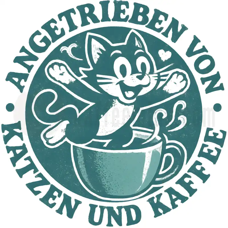 Angetrieben von Katzen und Kaffee - Tasse