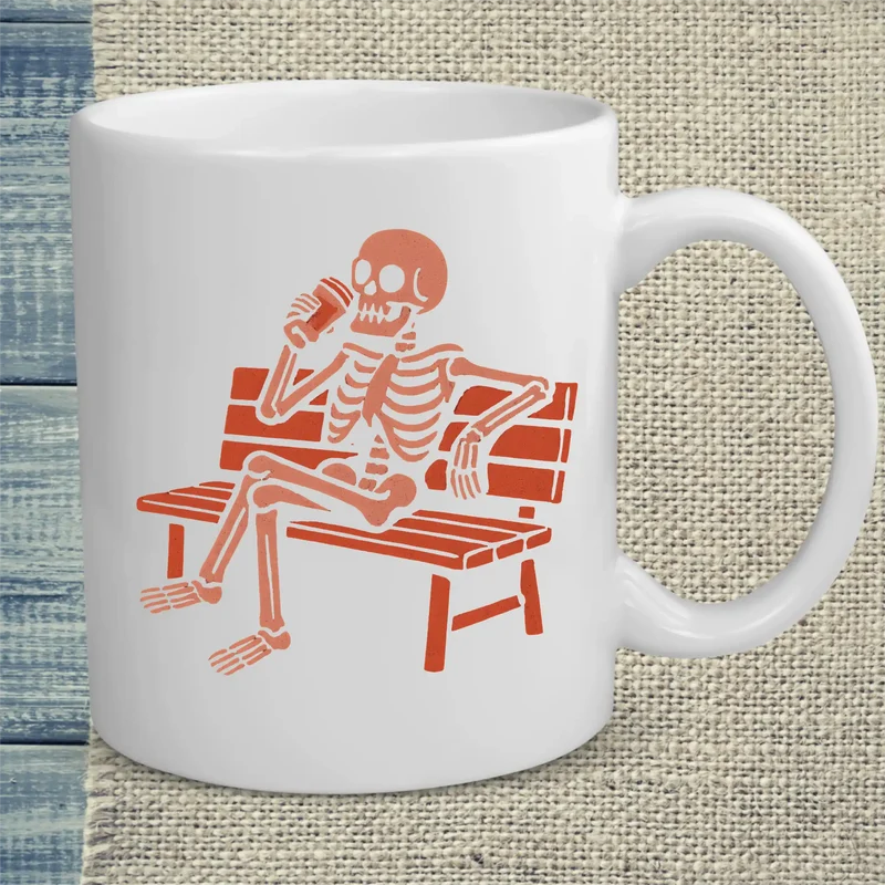 Skelett trinkt Kaffee - Tasse