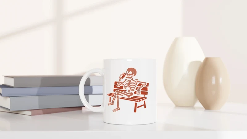 Skelett trinkt Kaffee - Tasse