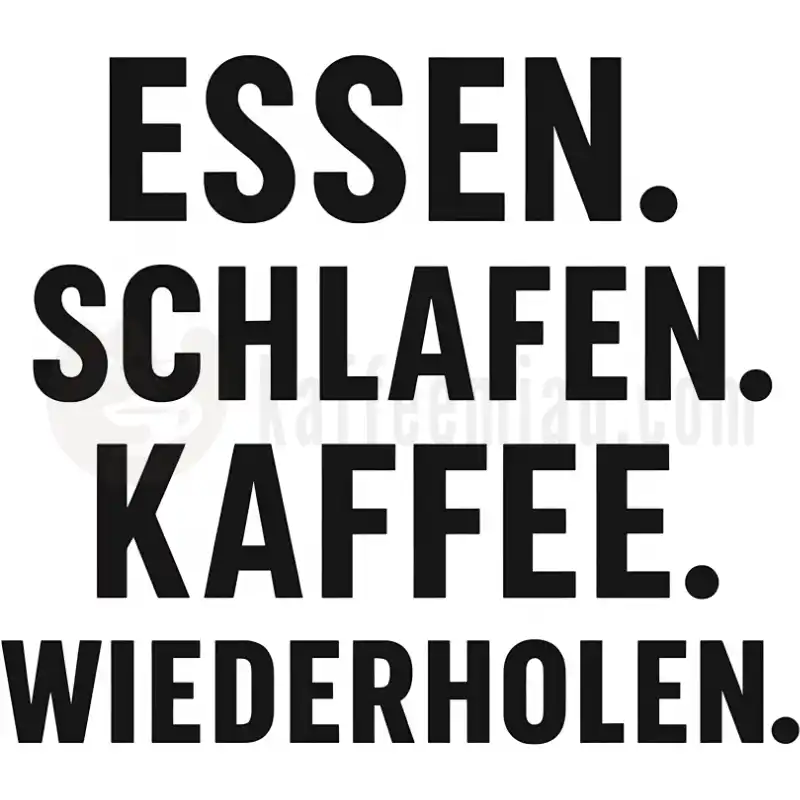 Essen. Schlafen. Kaffee. Wiederholen. - Tasse