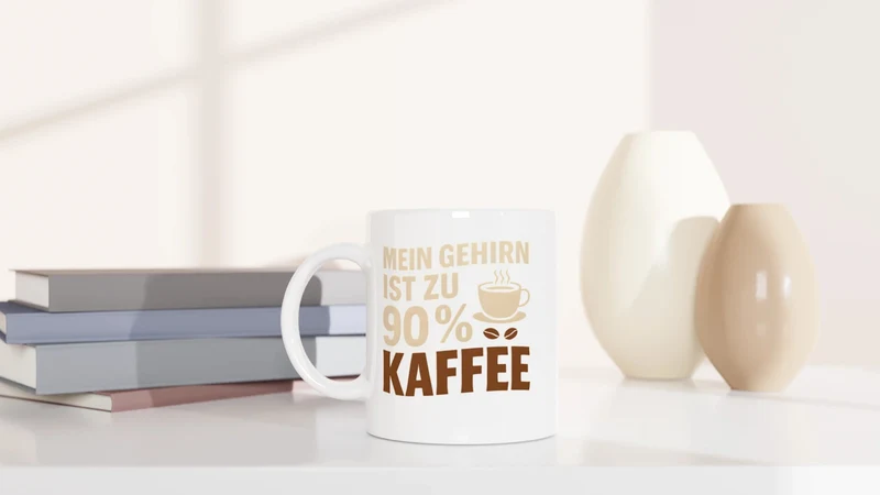 Mein Gehirn ist zu 90 % Kaffee - Tasse