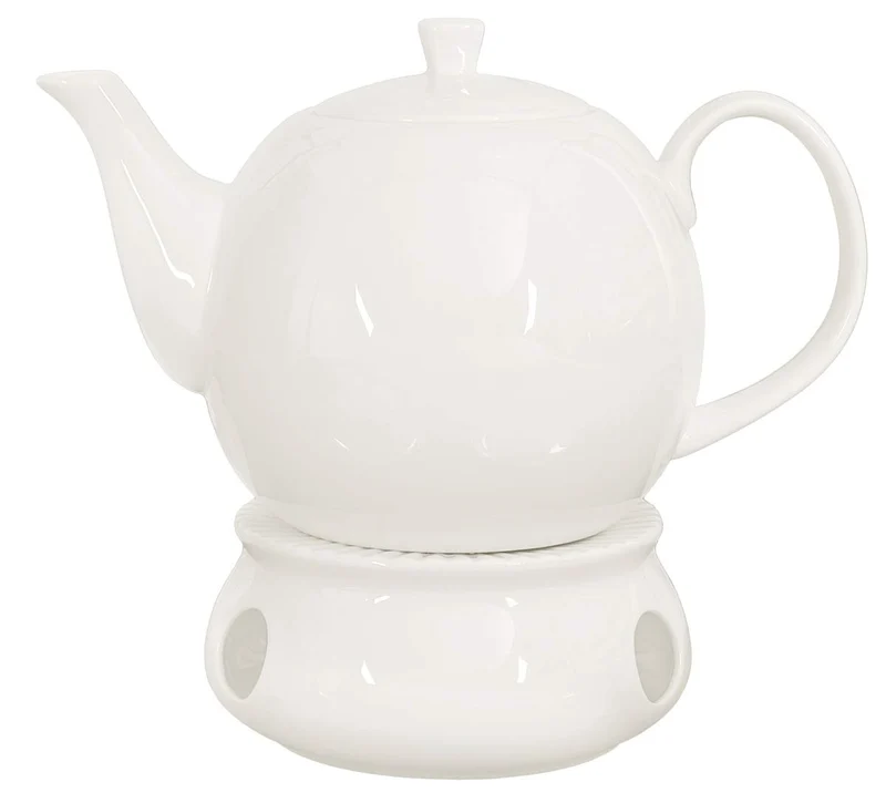 tea4chill Buchensee Teekanne/Kaffeekanne 1,5 Liter mit Stövchen. Fine Bone China Premium Qualität in