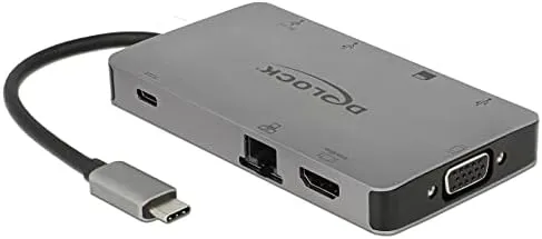 Delock USB C HUB/Thunderbolt 3 Adapter / 9 in 1 Dockingstation mit HDMI 4K / VGA/USB 3.1 mit PD 3.0