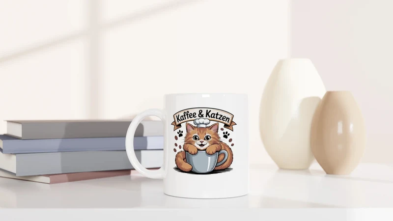 Kaffee und Katzen - Tasse