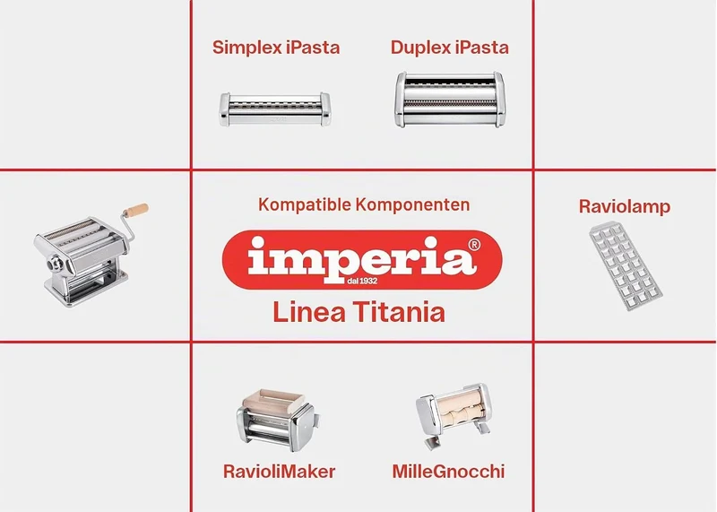 Imperia Electric IPASTA Titania Line Elektrische Nudelmaschine 220 V, hergestellt in Italien. Frisch