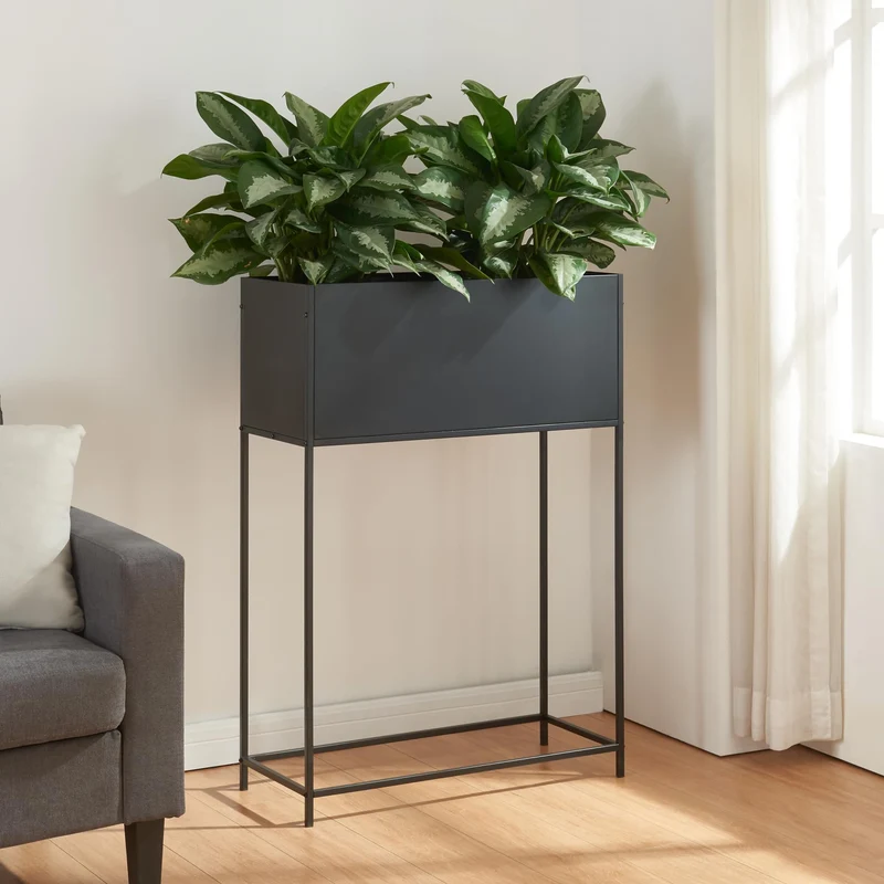 [en.casa] Blumenständer Porsgrunn Pflanzenständer mit Blumenkasten 100 x 70 x 30 cm Metall Schwarz B