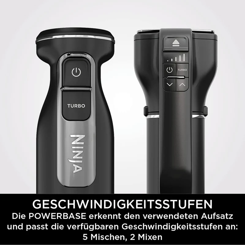Ninja Foodi 3-in-1 Stabmixer, Handmixer & Zerkleinerer, Stufenweise Anlauf, 2 Misch- und 5 Rührgesch