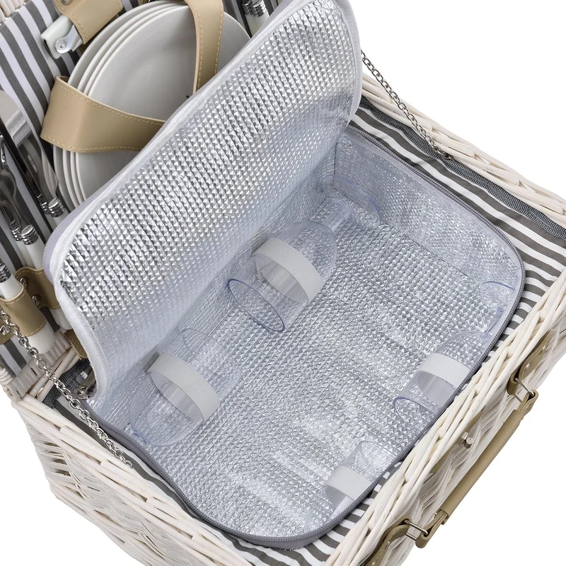 casa.pro Picknickkorb für 4 Personen Picknick-Set mit Kühltasche inkl. Geschirr Besteck Korkenzieher