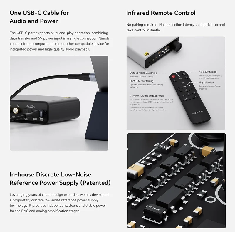 Topping DX1 II Gaming HiFi DAC-Kopfhörerverstärker – ES9039Q2M-Decoder 1000 mW × 2 vollsymmetrischer