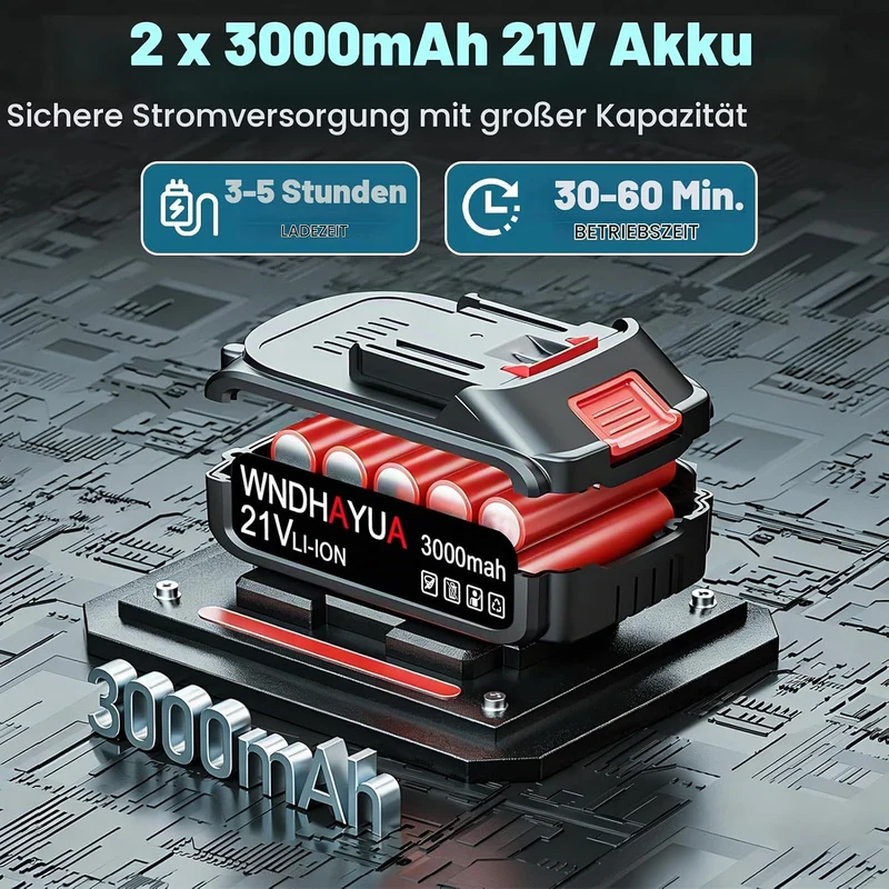 Rasentrimmer mit Akku Freischneider und Unkrautbürste,Motorsense Akku- Inkl. 2X3.0Ah Akku & Ladegerä