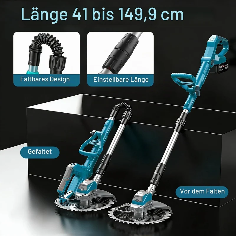 Rasentrimmer mit Akku Freischneider und Unkrautbürste,Motorsense Akku- Inkl. 2X3.0Ah Akku & Ladegerä