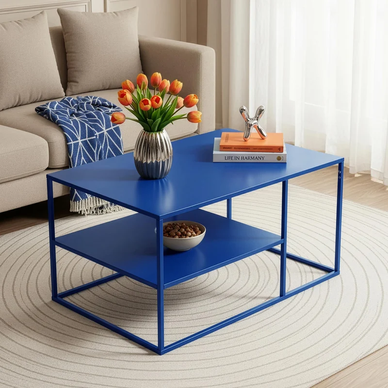[en.casa] Couchtisch Solund Beistelltisch Metall Wohnzimmertisch mit Stauraum Sofatisch rechteckig K