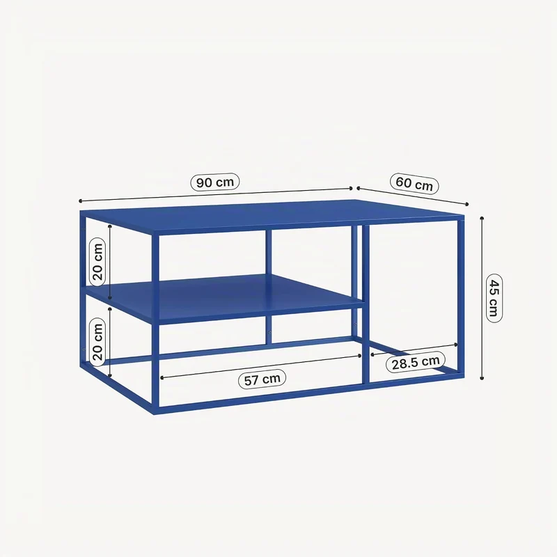 [en.casa] Couchtisch Solund Beistelltisch Metall Wohnzimmertisch mit Stauraum Sofatisch rechteckig K