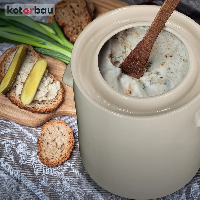 KOTARBAU® Sauerkraut Gärtopf Sauerkrauttopf 10L Tontopf mit Deckel Steinguttopf Fermentieren Dauerkr