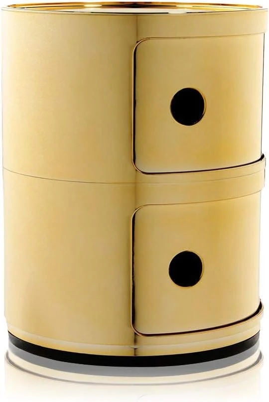 Kartell Componibili, 2 Elements, Gold, Runde Basis 2-fächer Gold, 2-fächer Gold