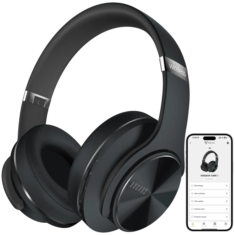 DOQAUS Bluetooth Kopfhörer Over Ear, [Bis zu 90 Std] Kopfhörer Kabellos mit 3 EQ-Modi, Dual 40mm Tre