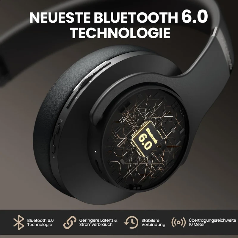 DOQAUS Bluetooth Kopfhörer Over Ear, [Bis zu 90 Std] Kopfhörer Kabellos mit 3 EQ-Modi, Dual 40mm Tre