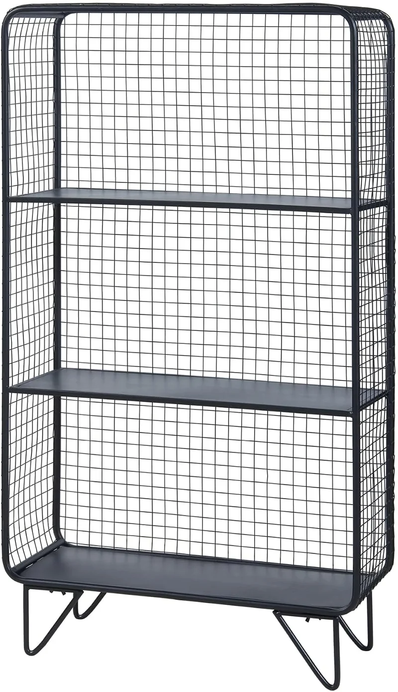 [en.casa] Standregal Volda Metallregal mit 3 Ebenen Gitterregal mit Hairpinlegs Schwarz Pflanzenrega