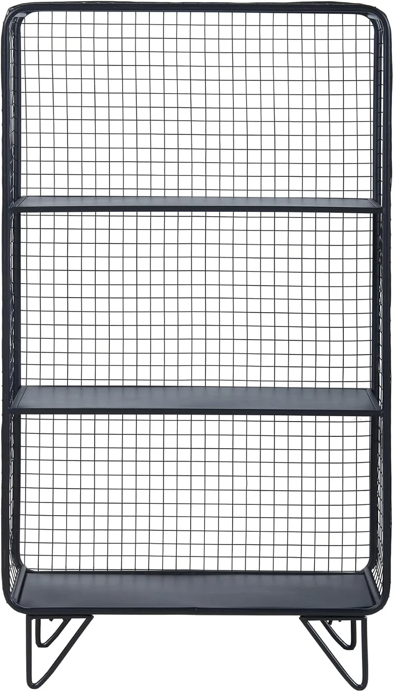 [en.casa] Standregal Volda Metallregal mit 3 Ebenen Gitterregal mit Hairpinlegs Schwarz Pflanzenrega