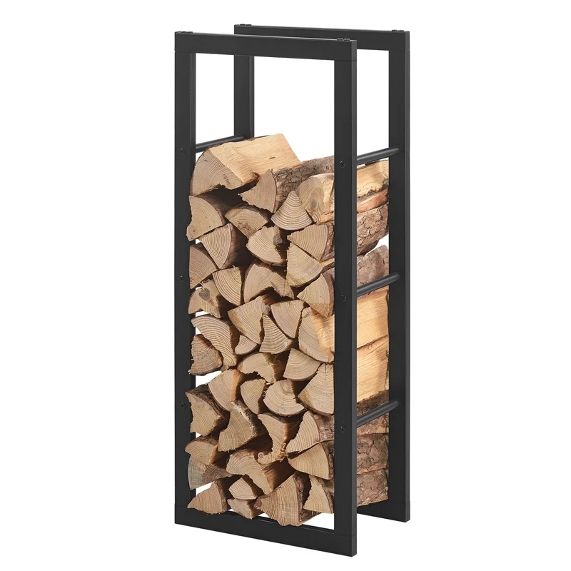 [en.casa] Kaminholzregal Täby Brennholzregal innen aussen Metall 40 x 25 x 100 cm Holzunterstand Sta