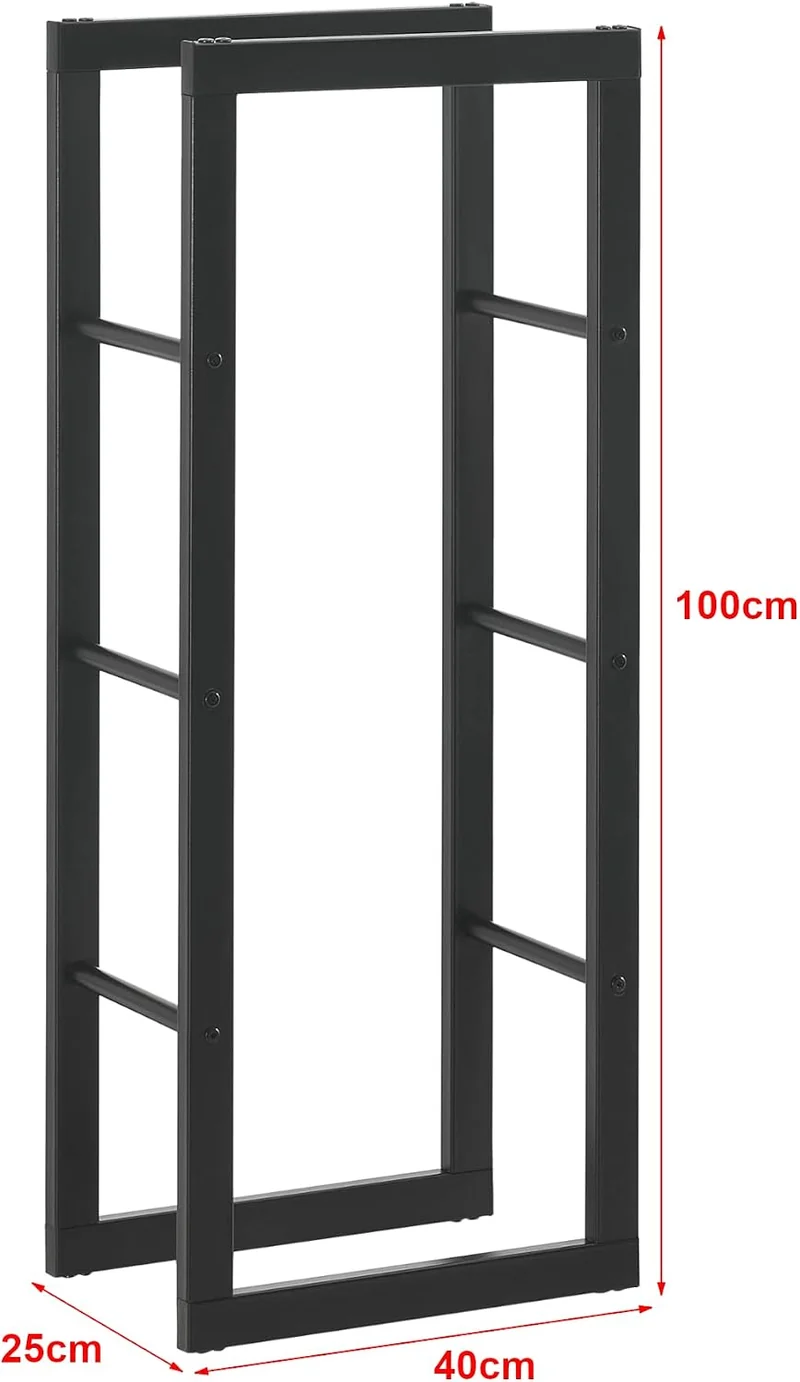 [en.casa] Kaminholzregal Täby Brennholzregal innen aussen Metall 40 x 25 x 100 cm Holzunterstand Sta