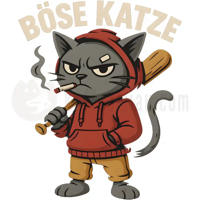 Böse Katze mit Baseballschläger - Tasse