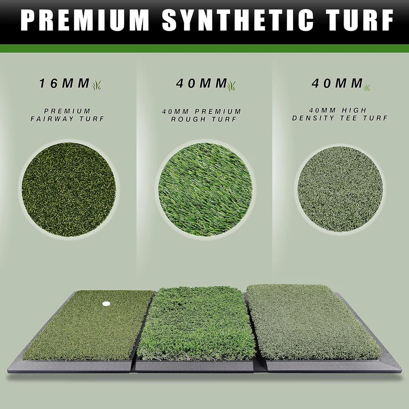 CHAMPKEY Professionelle Tri-Turf-Golfschlagmatte, robuste Gummi-Unterseite, ideal für Indoor- und Ou