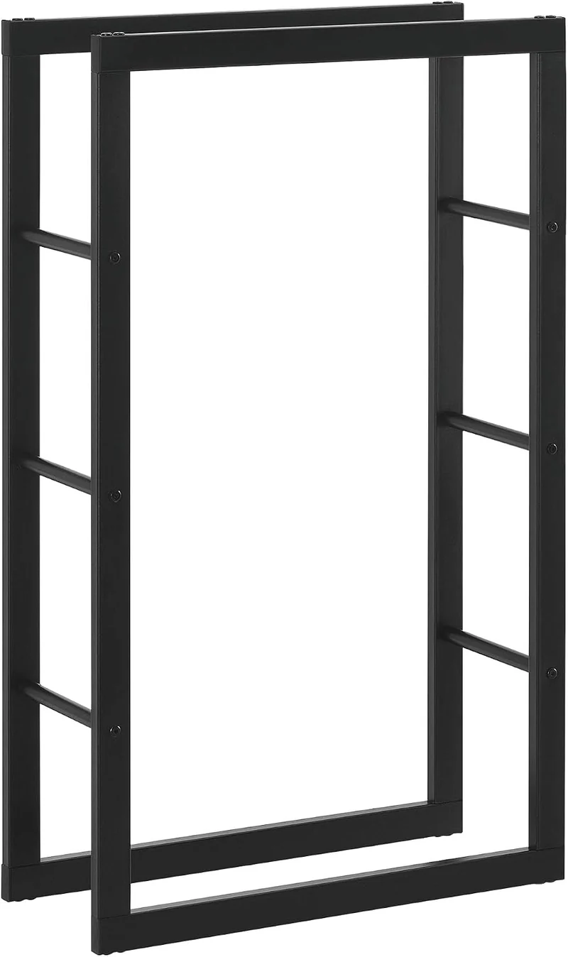 [en.casa] Kaminholzregal 60x100x25cm Brennholzregal Feuerholzregal Holzhalter Schwarz 60 x 100 x 25