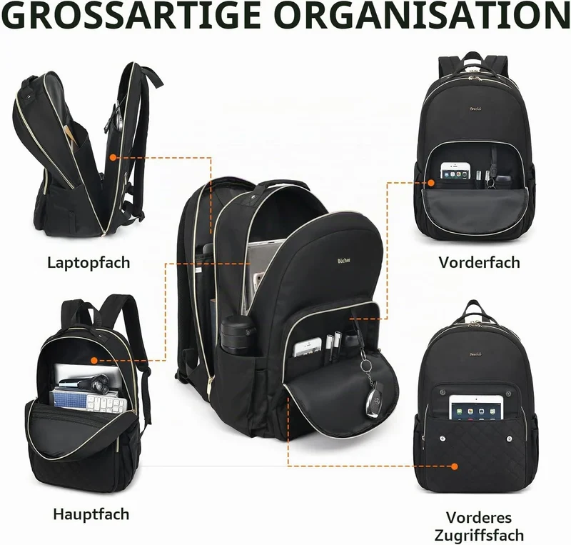 Rucksack Laptop Damen 15,6",Schulrucksack Mädchen Teenager Schultasche Frauen für Universität Studiu