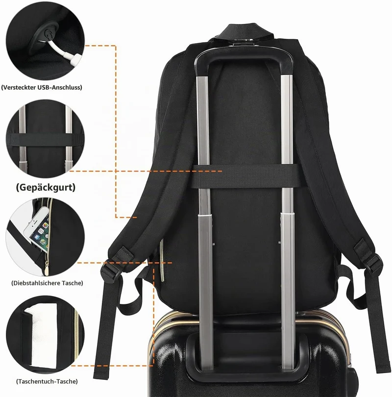 Rucksack Laptop Damen 15,6",Schulrucksack Mädchen Teenager Schultasche Frauen für Universität Studiu