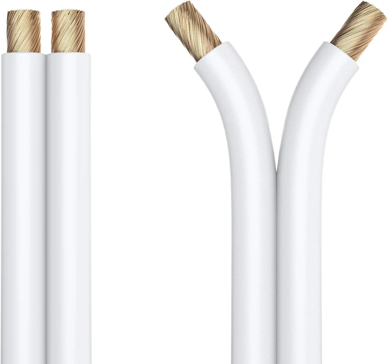 PureLink Lautsprecherkabel OFC 2x2,50mm² (0,20mm), 30,0m, weiss mit hellgrauer Kennlinie, Set mit 8