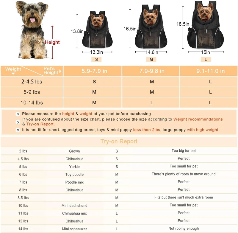 WOYYHO Haustier-Hundetragerucksack für kleine Hunde, belüfteter Netzstoff, Reiserucksack mit Sicherh