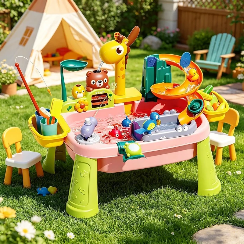 Generisch Kinder Wassertisch | Giraffen-Wasserhahn Angelspielzeug | Kinder-Waschbecken mit fliessend