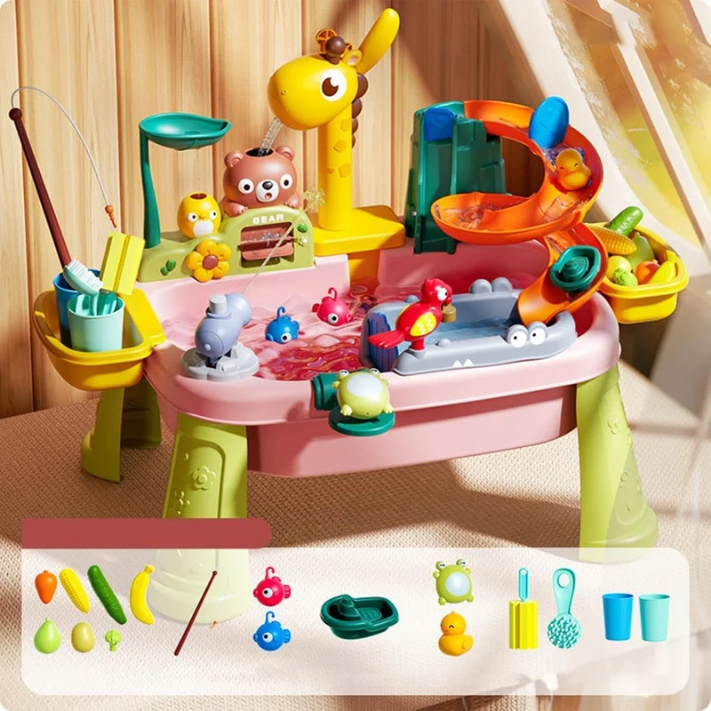 Generisch Kinder Wassertisch | Giraffen-Wasserhahn Angelspielzeug | Kinder-Waschbecken mit fliessend