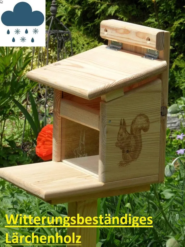Qualität aus Niederbayern ARBRIKADREX XXXL Eichhörnchenfutterhaus WITTERUNGSBESTÄNDIG LÄRCHENHOLZ WE