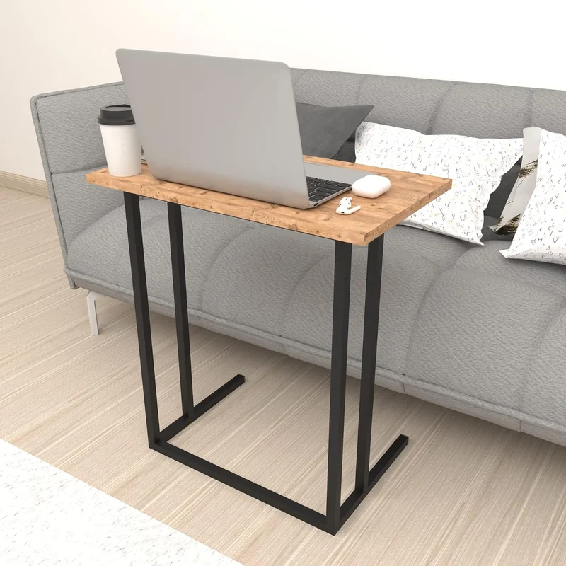 [en.casa] Laptoptisch Högsby Beistelltisch in C-Form Coffeetisch mit Metallgestell Sofatisch für Woh