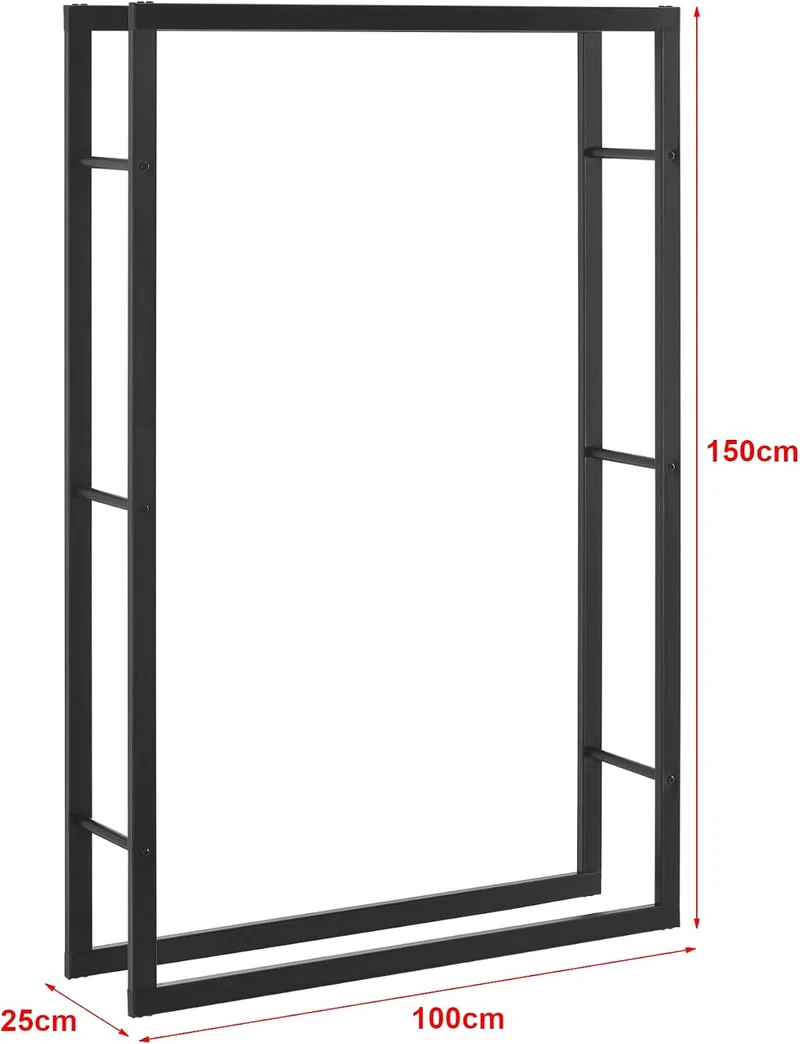 [en.casa] Kaminholzregal Täby Brennholzregal innen aussen Metall 100 x 25 x 150 cm Holzunterstand St