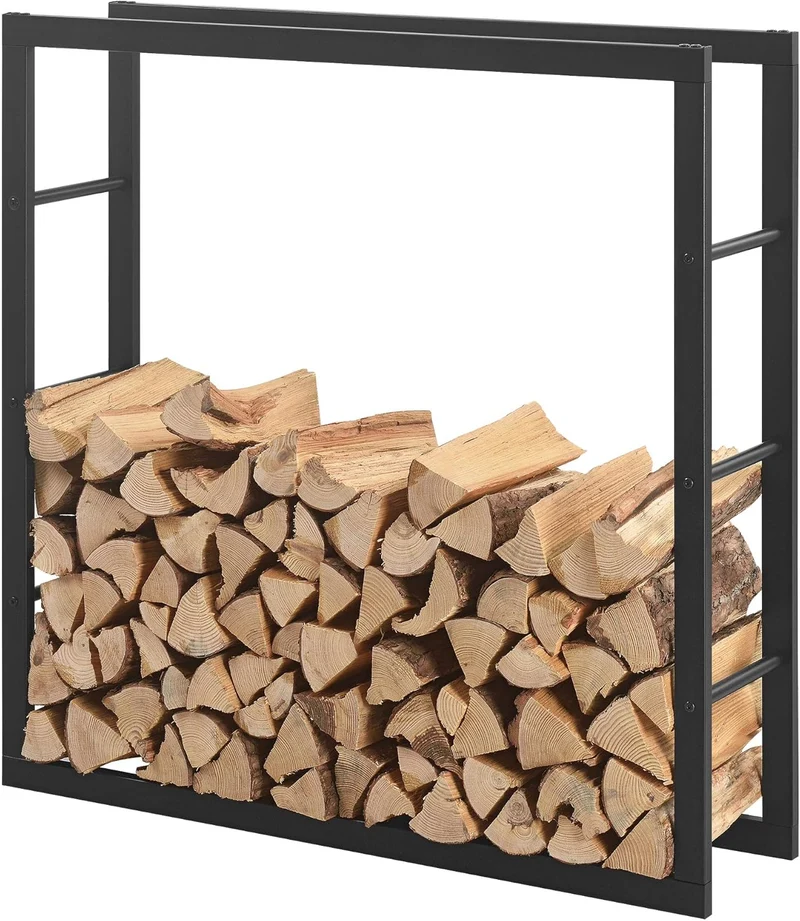 [en.casa] Kaminholzregal Täby Brennholzregal innen aussen Metall 100 x 25 x 100 cm Holzunterstand St